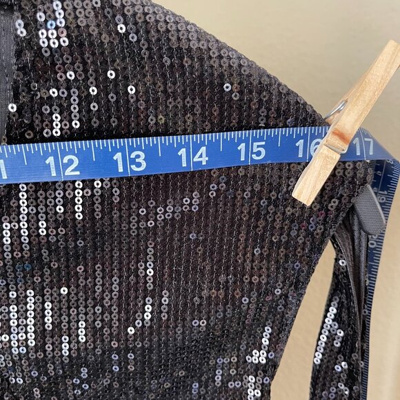 Ruve M Black Sequin Cutout Bodysuit Stunning Night Out Piece - Picture 6 of 10